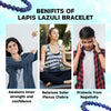 Spiritual Connection & Confidence: Original Blue Lapis Lazuli Round Beaded Bracelet for Unisex - On Hand View | Natural Lapis Lazuli, Seven Chakra Crystal Bracelet for Success, Confidence & Career Growth