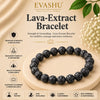 Lava Extract Bracelet – Natural Beaded Bracelet for Focus, Grounding & Everyday Wear | Unisex Crystal Jewellery - Front View | Natural Seven Chakra Crystal Bracelet for Evil Eye Protection & Negative Energy Shield