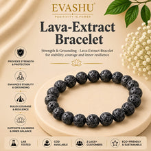 Load image into Gallery viewer, Lava Extract Bracelet – Natural Beaded Bracelet for Focus, Grounding &amp; Everyday Wear | Unisex Crystal Jewellery - Front View | Natural Seven Chakra Crystal Bracelet for Evil Eye Protection &amp; Negative Energy Shield

