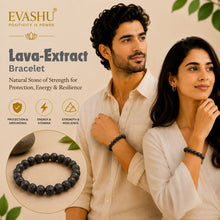 Load image into Gallery viewer, Lava Extract Bracelet – Natural Beaded Bracelet for Focus, Grounding &amp; Everyday Wear | Unisex Crystal Jewellery - On Hand View | Natural Seven Chakra Crystal Bracelet for Evil Eye Protection &amp; Negative Energy Shield
