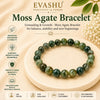 Moss Agate Bracelet – Natural Stone Bracelet for Balance, Growth & Everyday Wear | Unisex Crystal Jewellery - Front View | Natural Seven Chakra Crystal Bracelet for Love & Relationship Harmony