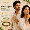 Moss Agate Bracelet – Natural Stone Bracelet for Balance, Growth & Everyday Wear | Unisex Crystal Jewellery - On Hand View | Natural Seven Chakra Crystal Bracelet for Love & Relationship Harmony