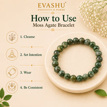 Load image into Gallery viewer, Moss Agate Bracelet – Natural Stone Bracelet for Balance, Growth &amp; Everyday Wear | Unisex Crystal Jewellery - Side View | Natural Seven Chakra Crystal Bracelet for Love &amp; Relationship Harmony
