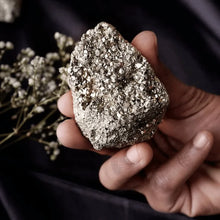 Load image into Gallery viewer, Natural pyrite raw stone cluster symbolizing willpower, action, and fortune.
