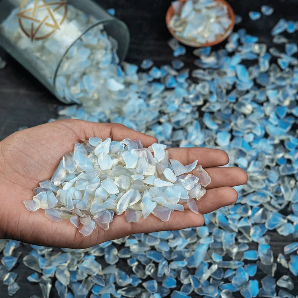 Opalite Chips Stone – Symbol of Clarity, Transition, and Inner Peace – Perfect for Decoration - Lifestyle View | Raw Seven Chakra Crystal for Love & Relationship Harmony