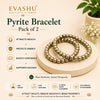 Natural Pyrite Bracelet Pack of 2 | Adjustable Wealth & Protection Crystal Bracelets for Men & Women - Front View | Natural Pyrite Crystal Bracelet for Evil Eye Protection & Negative Energy Shield