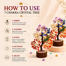Load image into Gallery viewer, Pack of 2 Seven Chakra Crystal Trees with Wooden Base – Natural Decorative Tree for Balance, Harmony &amp; Positive Energy | Home &amp; Office Décor - Side View | Natural Seven Chakra Crystal Ring for Chakra Balance &amp; Energy Alignment
