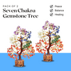 Pack of 2 - Seven Chakra Gemstone Trees - 150 Beads Natural Crystal Trees for Health, Wealth & Positivity - Front View | Natural Seven Chakra Crystal Ring for Wealth & Abundance
