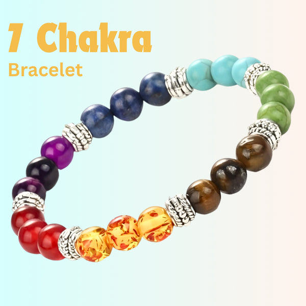 Studies & Career Growth Crystal Bracelet Combo – Citrine Rudraksha, Seven Chakra & Lava (Pack of 3) - Side View | Natural Citrine, Seven Chakra, Rudraksha Crystal Bracelet for Success, Confidence & Career Growth