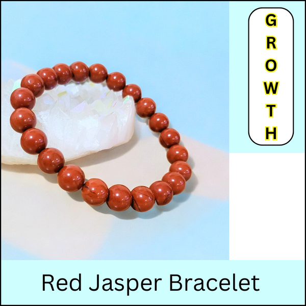 Pack of 4 Crystal Bracelets – Green Aventurine, Silver Hematite, Red Jasper & Rose Quartz | Growth & Balance - Side View | Natural Rose Quartz, Green Aventurine, Red Jasper Crystal Bracelet for Wealth & Abundance