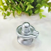 Top-shot realistic photo of a Parad Mercury Shivling with smooth polished silver surface.