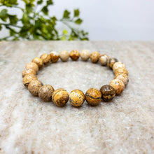 Load image into Gallery viewer, Picture Jasper Bracelet – Healing Crystal Jewellery for Creativity, Grounding &amp; Inner Strength - Scale Reference | Natural Red Jasper Crystal Bracelet for Calmness &amp; Stress Relief
