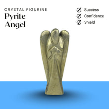 Load image into Gallery viewer, Pyrite angel crystal figurine symbolizing success, confidence, and energetic protection.
