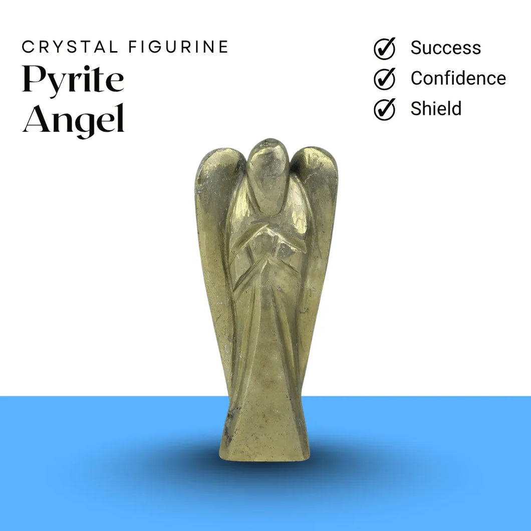 Pyrite angel crystal figurine symbolizing success, confidence, and energetic protection.