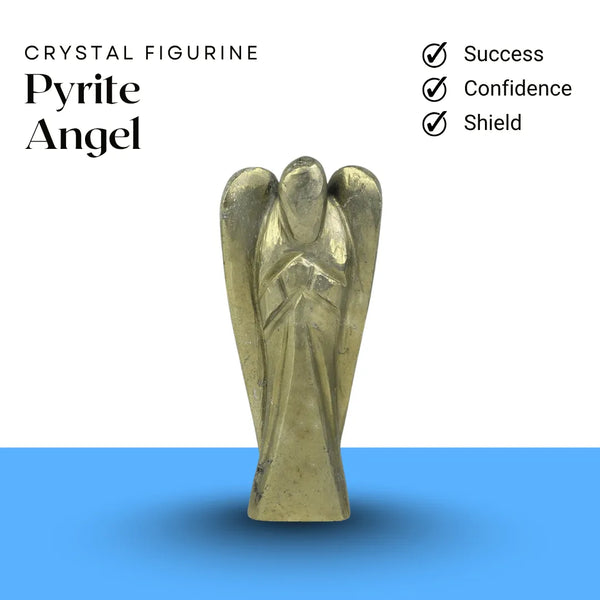 Pyrite angel crystal figurine symbolizing success, confidence, and energetic protection.
