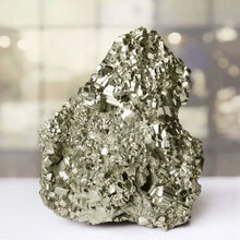 Load image into Gallery viewer, Pyrite raw crystal stone cluster reflecting willpower, action, and fortune.
