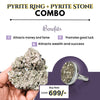 Pyrite Ring with Natural Pyrite Stone Combo– Crystal Set for Money & Protection - Suitable for Unisex - Front View | Natural Pyrite Crystal Bracelet for Evil Eye Protection & Negative Energy Shield