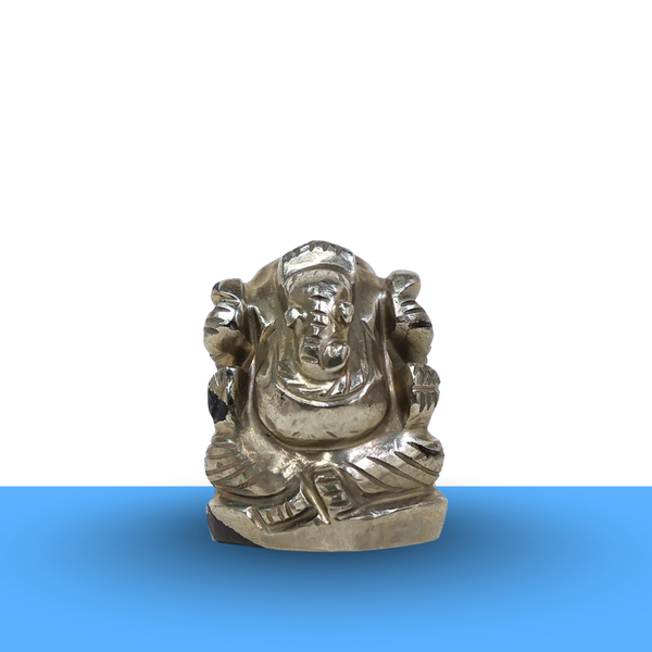 Pyrite Stone Ganesh figurine with metallic finish, symbolizing abundance, prosperity and protection.