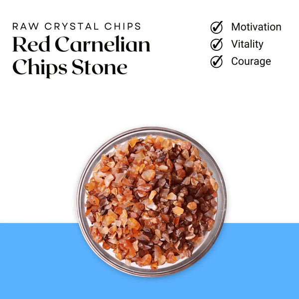 Red Carnelian Chips Stone – Symbol of Vitality, Motivation, and Creativity – Perfect for Decoration - Front View | Natural Carnelian, Seven Chakra Crystal Raw Crystal for Success, Confidence & Career Growth