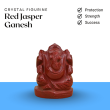 Load image into Gallery viewer, Red Jasper Ganesh crystal figurine symbolizing protection, strength and success, made from natural healing stone.
