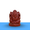 Red Jasper Ganesh figurine on a clean white and blue minimalist background, symbolizing protection, strength and success.
