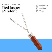Load image into Gallery viewer, Red pencil crystal pendant on a silver chain
