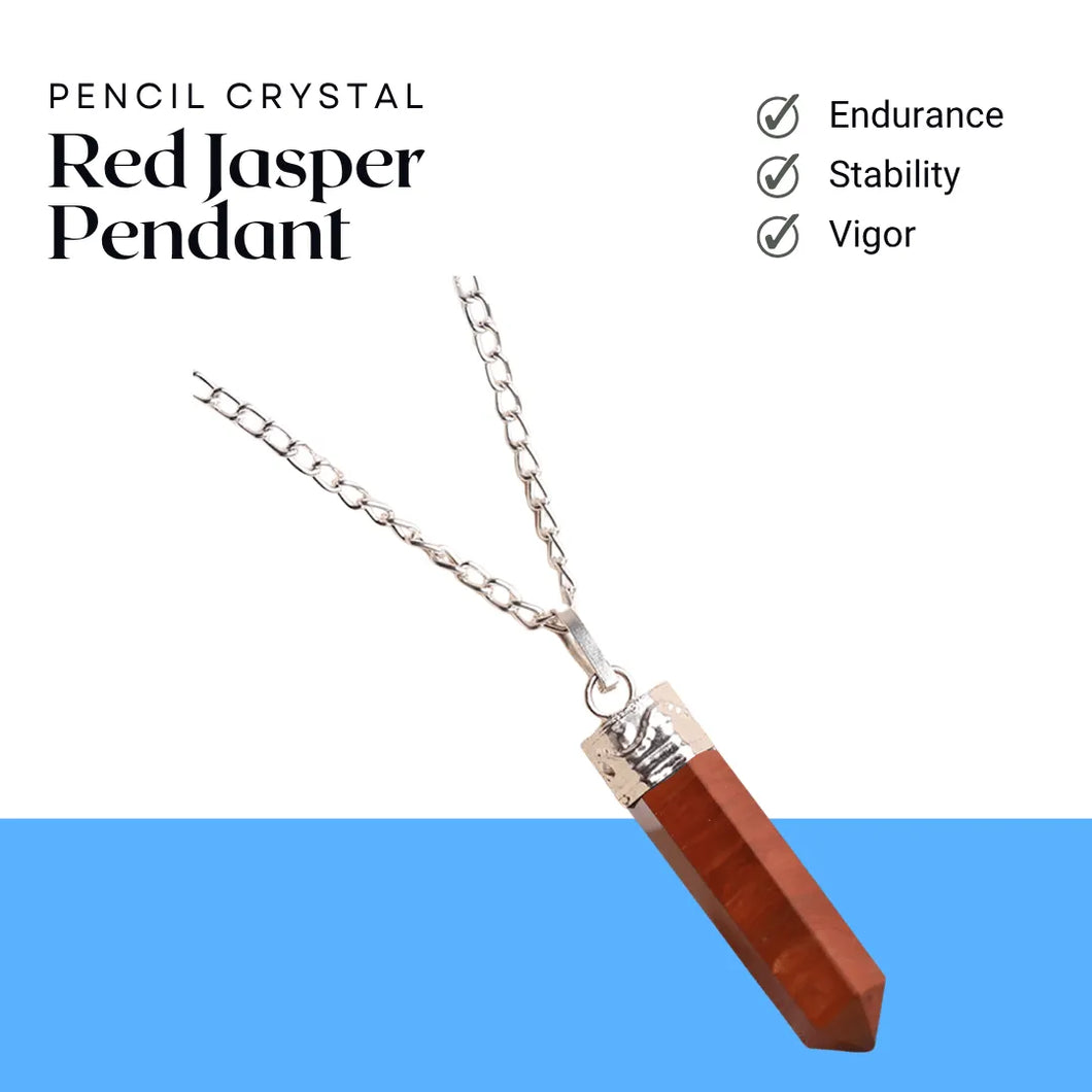 Red pencil crystal pendant on a silver chain