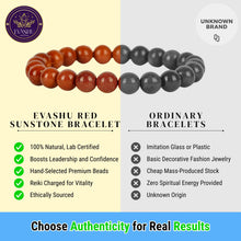 Load image into Gallery viewer, Motivation &amp; Self-Belief - Red Sunstone Bracelet for drive, vitality, and a stronger sense of personal momentum - Side View | Natural Seven Chakra Crystal Bracelet for Success, Confidence &amp; Career Growth
