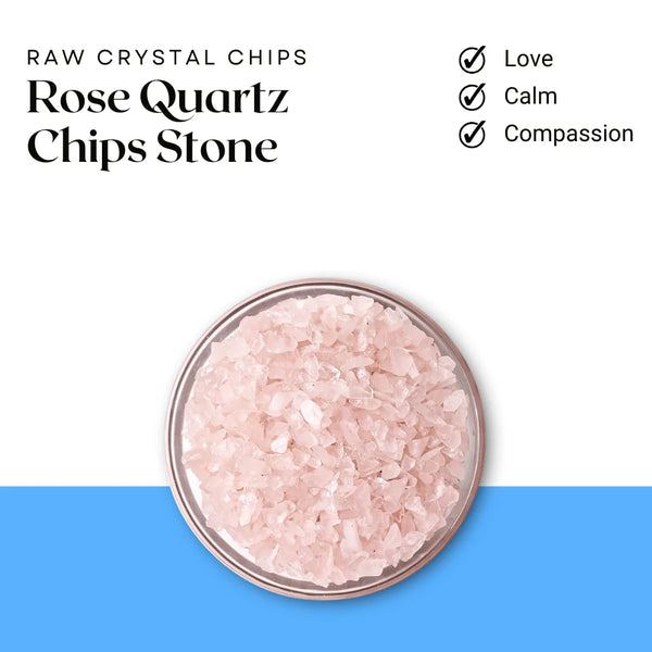 Rose Quartz Chips Stone – Symbol of Love, Compassion, and Emotional Healing – Perfect for Decoration - Front View | Natural Rose Quartz, Seven Chakra Crystal Ring for Love & Relationship Harmony