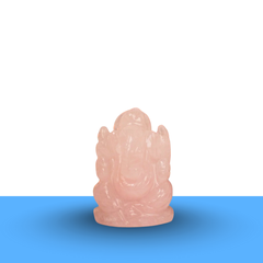 Rose Quartz Ganesh crystal figurine symbolizing love, harmony and wisdom, detailed hand-carved design