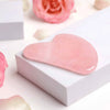 Rose Quartz beauty Gua Sha crystal featured for enhancing skin smoothness, radiance, and love energy.