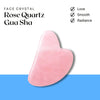 Rose Quartz Gua Sha face crystal displayed for promoting love, smoothing skin, and enhancing radiance.