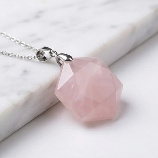 Rose Quartz Hexagon Pendant – Symbol of Love, Gentleness, and Comfort – Perfect for Daily Wear - Lifestyle View | Natural Rose Quartz, Seven Chakra Crystal Ring for Love & Relationship Harmony