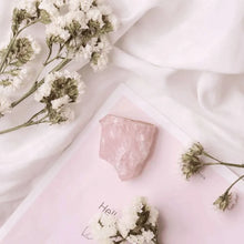 Load image into Gallery viewer, Natural Rose Quartz raw stone associated with love, comfort, and harmony.
