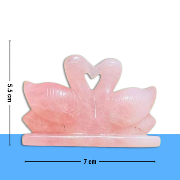 Rose Quartz Swan Pair Figurine – Crystal for Love, Marriage & Relationship Harmony - Close Up Detail Texture | Natural Rose Quartz Crystal Ring for Love & Relationship Harmony