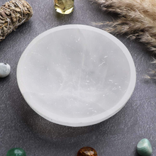 Load image into Gallery viewer, Smooth white selenite bowl used for cleansing and recharging natural crystals
