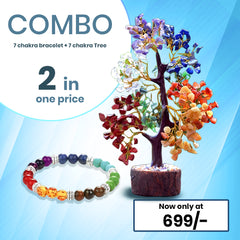 Combo 7 Chakra Healing Bracelet & 7 Chakra Crystal Tree Set - Wealth, Growth, Health and Peace - Close Up Detail Texture | Natural Seven Chakra Crystal Bracelet for Wealth & Abundance