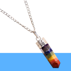 7 Chakra Stone Pendant – Healing Pencil Necklace for Energy Balance & Spiritual Growth - Close Up Detail Texture | Natural Seven Chakra Crystal Bracelet for Success, Confidence & Career Growth