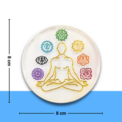 7 Chakra Natural Engraved Selenite Crystal Charging Plate — Healing Stone for Meditation, Reiki & Crystal Cleansing - Close Up Detail Texture | Natural Selenite, Seven Chakra Crystal Raw Crystal for Evil Eye Protection & Negative Energy Shield