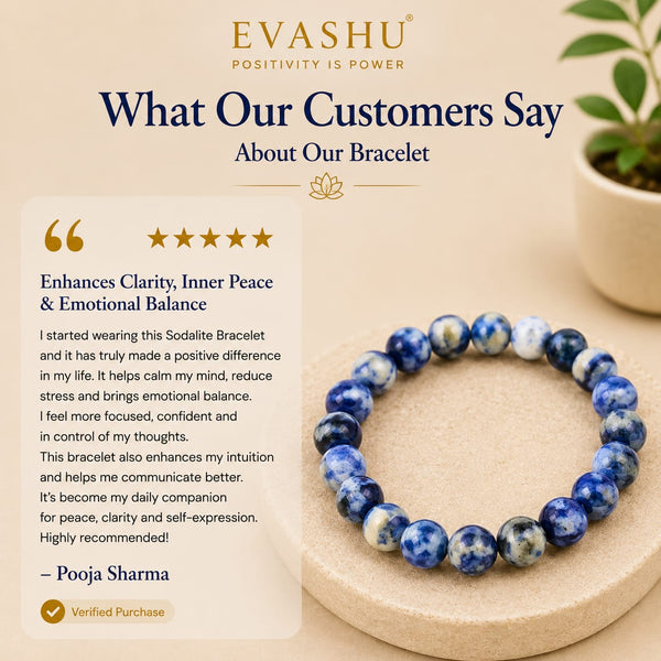 Sodalite Bracelet – Natural Stone Bracelet for Clarity, Confidence & Everyday Wear | Unisex Crystal Jewellery - Scale Reference | Natural Seven Chakra Crystal Bracelet for Success, Confidence & Career Growth