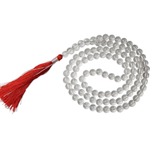 Load image into Gallery viewer, 8mm Clear Quartz Sphatik Japmala with 108 beads, photographed on a minimal white background.
