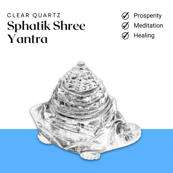 Sphatik Shree Yantra Turtle — AAA Grade Clear Quartz Healing Stone for Meditation, Pooja & Energy Cleansing (20–25g) — Certified - Front View | Natural Sphatik, Seven Chakra Crystal Raw Crystal for Evil Eye Protection & Negative Energy Shield