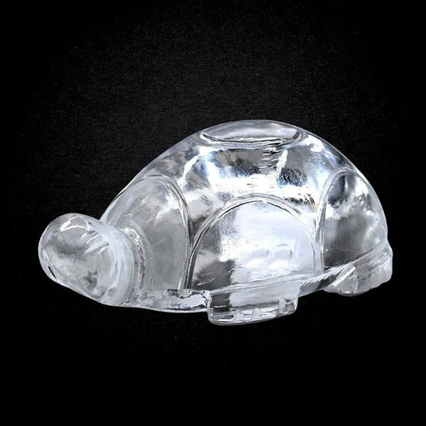 Original Certified AAA Grade Sphatik Tortoise Idol for Meditation and Pooja - Side View | Natural Sphatik Crystal Crystal Product for Evil Eye Protection & Negative Energy Shield