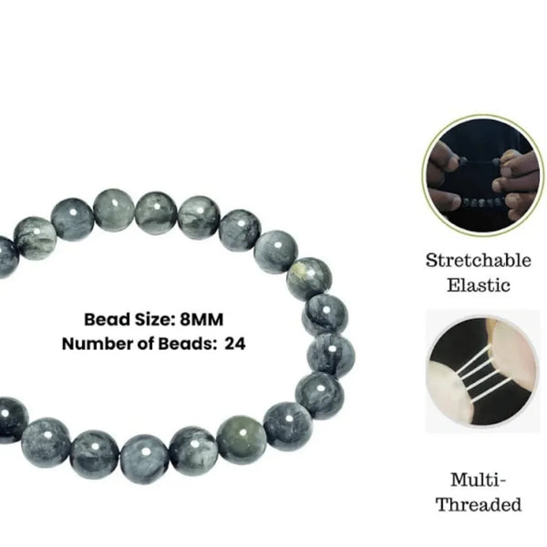 Stretchable elastic bead bracelet made with round polished stones