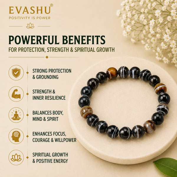 Sulemani Hakik Bracelet – Natural Stone Bracelet for Everyday Wear & Timeless Style | Unisex Crystal Jewellery - Close Up Detail Texture | Natural Crystal Bracelet for Evil Eye Protection & Negative Energy Shield