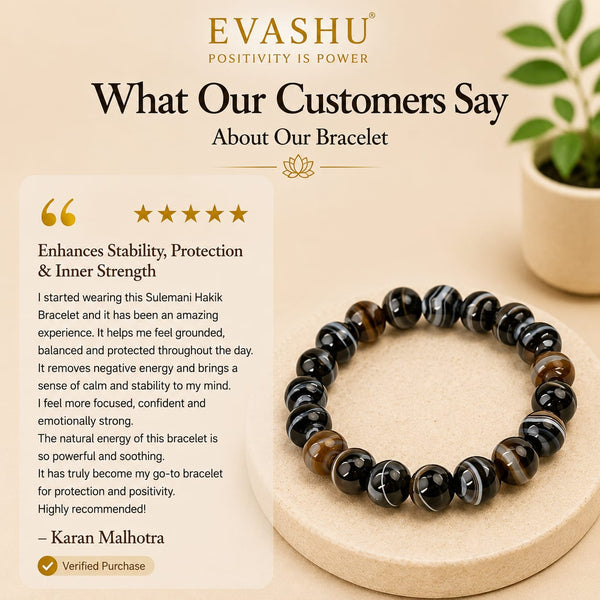 Sulemani Hakik Bracelet – Natural Stone Bracelet for Everyday Wear & Timeless Style | Unisex Crystal Jewellery - Scale Reference | Natural Crystal Bracelet for Evil Eye Protection & Negative Energy Shield