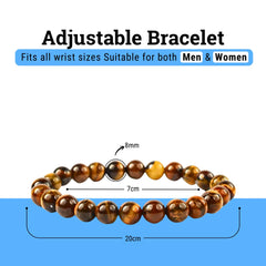 Willpower & Focus - Brown Tiger Eye Bracelet for protection and clear direction - Close Up Detail Texture | Natural Tiger Eye, Seven Chakra Crystal Bracelet for Evil Eye Protection & Negative Energy Shield
