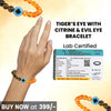 Tiger Eye, Citrine & Evil Eye Bracelet – Success, Protection & Abundance | Lab Certified - Lifestyle View | Natural Citrine, Tiger Eye, Seven Chakra Crystal Bracelet for Evil Eye Protection & Negative Energy Shield