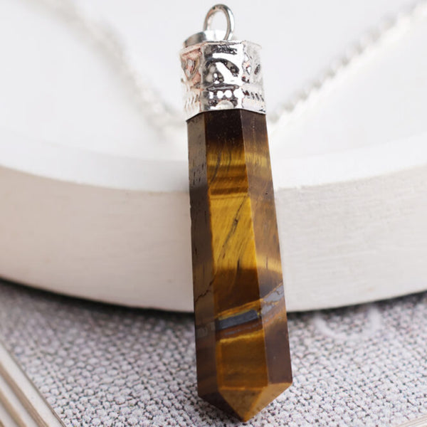 Eye of the Tiger Pendant – Pencil Necklace for Protection, Confidence & Focus - Lifestyle View | Natural Tiger Eye Crystal Ring for Evil Eye Protection & Negative Energy Shield