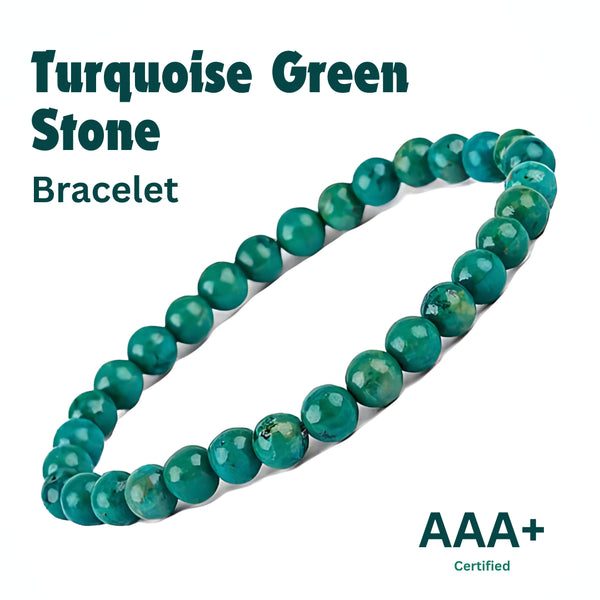 Peace & Protection - Turquoise Green Stone Bracelet for ease, balance, and a calm daily presence - In Use View | Natural Firoza, Seven Chakra Crystal Bracelet for Evil Eye Protection & Negative Energy Shield